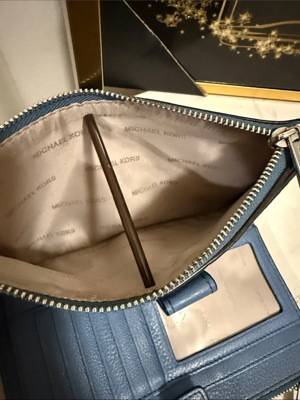 Michael Kors Light Blue Leather Wristlet Wallet